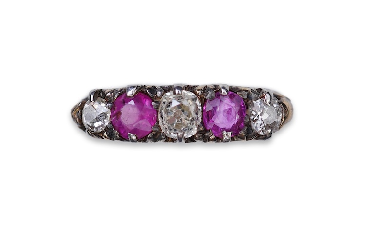 A pink sapphire and diamond ring, early 20th century